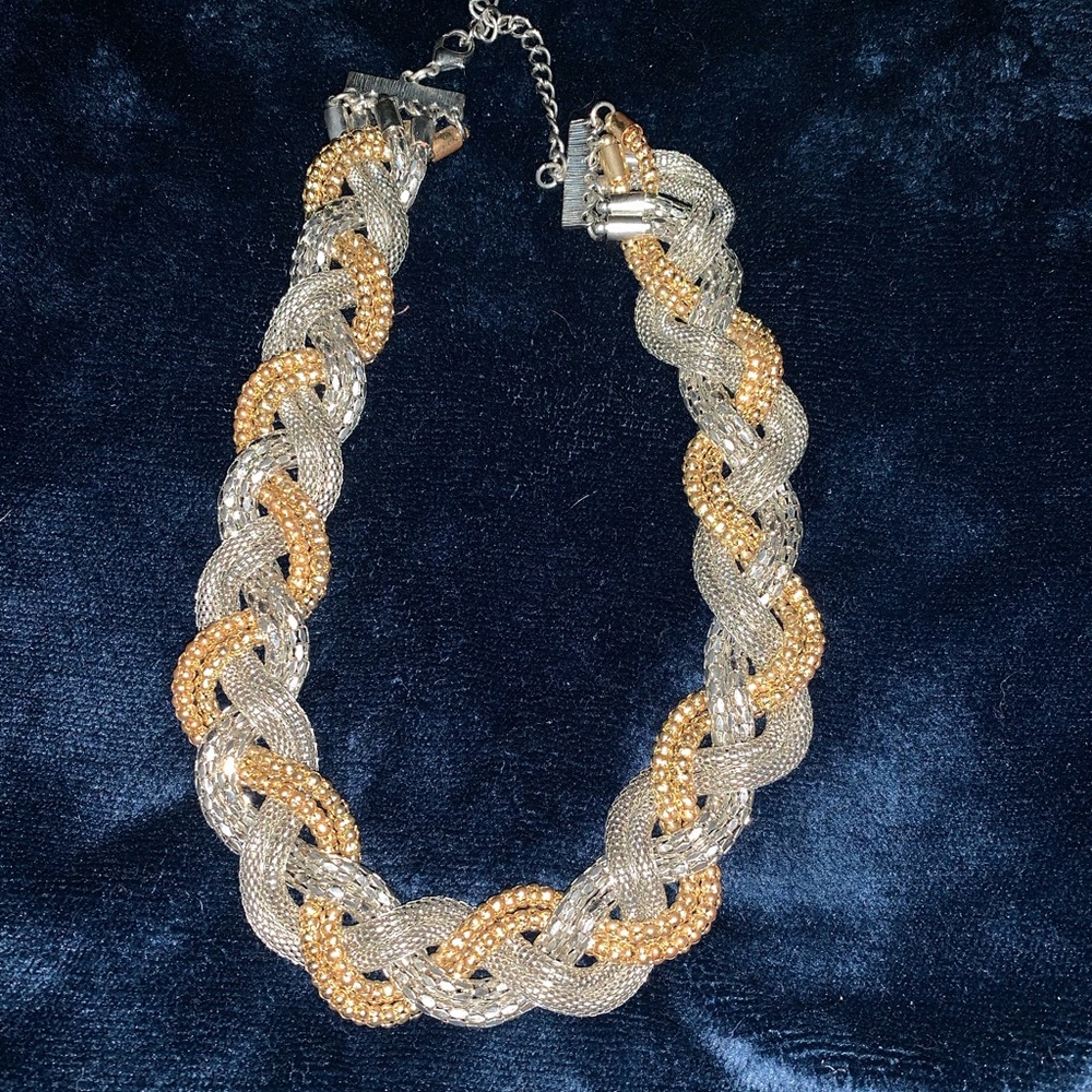 Beautiful gold and silver braided necklace